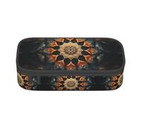 YQTGBCED Estuche rectangular con estampado de mandala de gran capacidad con organizador, material de tela Oxford, múltiples compartimentos, Black, Talla única, Neceser de maquillaje
