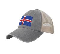 YQTGBCED Gorra de béisbol de malla vaquera con estampado de bandera de Islandia, elegante sombrero para hombre, para uso diario, deportes y viajes, gris, Talla única