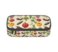 YQTGBCED Introducción de varios estuches con estampado de verduras de gran capacidad con organizador, material de tela Oxford, múltiples compartimentos, Black, Talla única, Neceser de maquillaje
