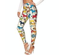 YQTGBCED Leggings coloridos con estampado de caballos de dibujos animados para mujer, pantalones de entrenamiento suaves, para gimnasio y senderismo, Negro, L