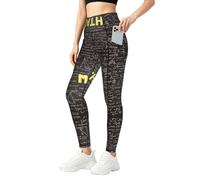 YQTGBCED Leggings de moda con estampado de matemáticas escolares para mujer, conjuntos de entrenamiento con bolsillos, perfectos para gimnasio y fitness, Negro, M