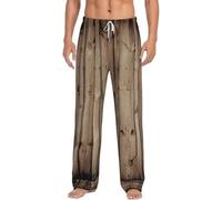 YQTGBCED Pantalones de pijama de franela para hombre con estampado de grano de madera, pijamas de Navidad, pantalones de descanso suaves y cómodos, Negro, L
