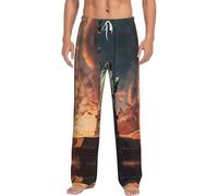 YQTGBCED Pantalones de pijama de franela para hombre con estampado de la Estatua de la Libertad en Nueva York, pijamas de Navidad, pantalones de descanso suaves y cómodos, Negro, XXXL
