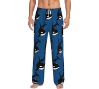 YQTGBCED Pantalones de pijama de franela para hombre, diseño de delfín y océano con estampado de ballena asesina, pijamas de Navidad, pantalones de descanso suaves y cómodos, Negro, XXXXXL
