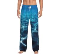 YQTGBCED Pantalones de pijama de franela para hombre, diseño de océano profundo, color azul, Negro, M