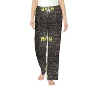 YQTGBCED Pantalones de pijama de franela suave con estampado de matemáticas, pantalones de pijama de algodón, para Navidad y uso diario, Negro, M