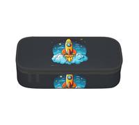 YQTGBCED Rocket Clipart Space Ship Print - Estuche para lápices multifunción para oficina, gran capacidad, organizador de bolígrafos, Black, Talla única, Funda para llave