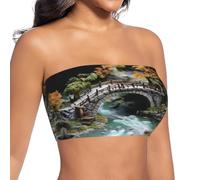 YQTGBCED Tops de tubo con estampado Bridge Over The River para mujer, Negro, S