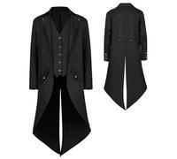YQVGFBY Abrigo gótico steampunk para hombre, chaqueta vintage victoriana medieval, uniforme largo esmoquin, disfraz renacentista pirata vampiro fiesta cosplay (Negro, 5XL)