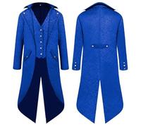 YQVGFBY Abrigo steampunk para hombre, disfraz de mago medieval, abrigo pirata, disfraz de pirata, disfraz de Halloween renacentista para fiesta de vampiro, disfraces de cosplay para adultos (azul, XXL