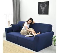 YQWUIJS Fundas de sofá, Fundas de sofá, Todo Incluido, 1 Funda de sofá elástica de poliéster, Protector de Muebles elástico para 1, 2, 3 y 4 plazas, Fundas Lavables, Azul, 2 plazas, 145-185 cm