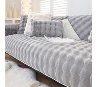 YQWUIJS Fundas de sofá para sofás esquineros, Fundas de sofá de 3, 4, 2 y 1 Plaza, Fundas de cojín de Terciopelo, Fundas de sofá reclinables de jardín, Gris Claro, 110 x 210 cm