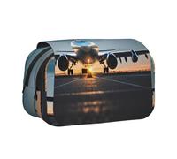 YQxwJL Airplane in The Evening - Estuche organizador para lápices, gran capacidad, portátil, con cremallera, para oficina y hogar, Negro, One Size, Morden