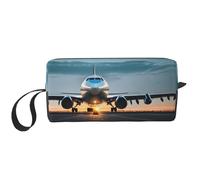 YQxwJL Airplane in The Evening Light Print Travel Cosmetic Bag Gifts for Women Portable Makeup Bags for Women Mother Sister, Blanco, Talla única