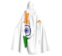YQxwJL Bata con estampado de mapa de la India, disfraz de carnaval, regalo para hombres y mujeres, capa medieval con capucha
