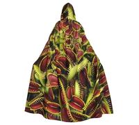YQxwJL Bata con estampado de plantas carnívoras, disfraz de carnaval para hombres y mujeres, capa medieval con capucha