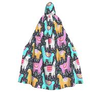 YQxwJL Bata india con estampado de alpaca para carnaval, regalo para hombres y mujeres, capa medieval con capucha