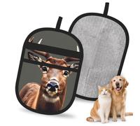 YQxwJL Beauty - Guante removedor de pelo de mascotas electrostático con estampado de ciervo, reutilizable, para quitar pelo de perro y gato para sofá y ropa de cama
