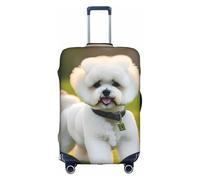 YQxwJL Bichon Frise - Funda elástica para equipaje de viaje, con estampado de perro sobre la hierba, para maleta de 18 a 32 pulgadas, Blanco, Medio