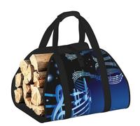 YQxwJL Blue Music Print 600d Oxford - Bolsa de madera impermeable con asa reforzada