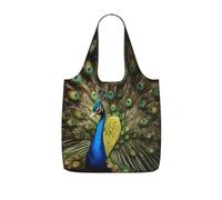 YQxwJL Bolsa de compras plegable con estampado de plumas de pavo real, reutilizable, resistente al desgarro, para el trabajo, viajes, capacidad de 25 l