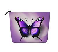 YQxwJL Bolsa de cosméticos con estampado de mariposas moradas, organizador de maquillaje con cremallera, bonitas bolsas de maquillaje, bolsa de aseo de viaje, Negro -, Talla única