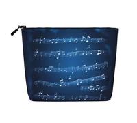 YQxwJL Bolsa de cosméticos con estampado de notas musicales azules, organizador de maquillaje con cremallera, bonitas bolsas de maquillaje, bolsa de aseo de viaje, Negro -, Talla única