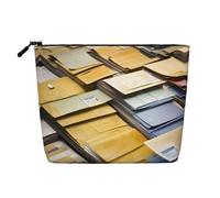 YQxwJL Bolsa de cosméticos con estampado de papelería postal, organizador de maquillaje con cremallera, bonitas bolsas de maquillaje, bolsa de aseo de viaje, Negro -, Talla única