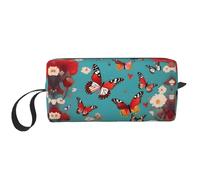 YQxwJL Bolsa de cosméticos de viaje con estampado de mariposas voladoras entre flores, regalo para mujeres, bolsas de maquillaje portátiles para mujeres, madre y hermana, Blanco, Talla única