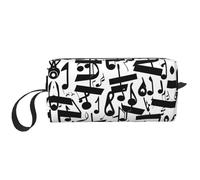YQxwJL Bolsa de cosméticos de viaje con estampado de notas musicales negras, regalos para mujeres, bolsas de maquillaje portátiles para mujeres, madre y hermana, Blanco, Talla única