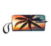 YQxwJL Bolsa de cosméticos de viaje con estampado de palmera tropical y puesta de sol, regalos para mujeres, bolsas de maquillaje portátiles para mujeres, madre y hermana, Blanco, Talla única