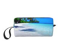 YQxwJL Bolsa de cosméticos de viaje con estampado tropical de arena blanca y océano, regalos para mujeres, bolsas de maquillaje portátiles para mujeres, madre y hermana, Blanco, Talla única