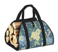 YQxwJL Bolsa de madera Oxford 600D con estampado de flores azules y amarillas, resistente al agua, con asa reforzada