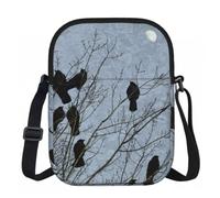 YQxwJL Bolso bandolera pequeño con estampado de cuervo y pájaros negros para mujer, mini bolso bandolera para viajes, correr, teléfono, mochila de hombro