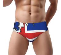 YQxwJL Calzoncillos triangulares transpirables con estampado de mapa de la bandera de Islandia, para hombre, ropa interior elástica suave y cómoda con diseño de bolsa en U, Negro, Small