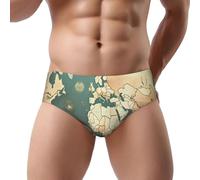 YQxwJL Calzoncillos triangulares transpirables con estampado de mapa del mundo para hombre, ropa interior elástica suave y cómoda con diseño de bolsa en U, Negro, X-Large