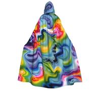 YQxwJL Capa con capucha de Halloween con estampado de teñido anudado para adultos, hombres y mujeres, disfraz de mago, vampiro, caballero