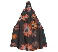 YQxwJL Capa con capucha naranja con estampado de crisantemo para adultos, capa larga unisex para disfraz de bruja, cosplay, fiesta de máscaras