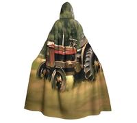 YQxwJL Capa con capucha para adultos, disfraz de caballero vampiro, mago, vampiro, disfraz de Halloween con diseño de fotografía de tractor antiguo