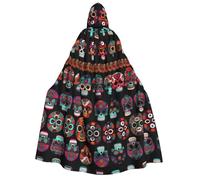 YQxwJL Capa con capucha para Halloween, con estampado de calavera mexicana, para hombres y mujeres, mago, vampiro, caballero, disfraz de capa