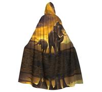 YQxwJL Capa con capucha para padres e hijos con estampado de elefante, para adultos, disfraz largo unisex para bruja, cosplay, fiesta de máscaras
