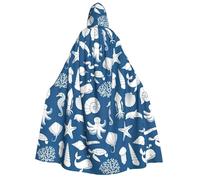 YQxwJL Capa con capucha unisex con estampado de vida marina subacuática, capa de carnaval con capucha para disfraz de bruja y cuervo
