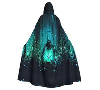 YQxwJL Capa con capucha y estampado de luciérnagas y farolillos para adultos, capa larga unisex para disfraz de bruja, cosplay, fiesta de máscaras
