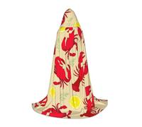 YQxwJL Capa larga con capucha y estampado de langosta y cangrejo para carnaval, capa larga y cálida, disfraz de mago de vampiro y bruja