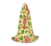 YQxwJL Capa larga con capucha y estampado de langosta y limón para carnaval, disfraz de bruja, vampiro y mago para adolescente, capa larga y cálida