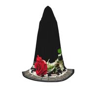 YQxwJL Capa larga con estampado de rosa roja en piano para adolescentes, disfraz de capa de carnaval para fiesta juvenil y cosplay
