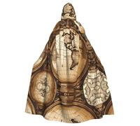 YQxwJL Capa larga unisex con capucha para adultos, diseño de mapa antiguo del mundo, disfraz unisex para bruja, cosplay, fiesta de máscaras