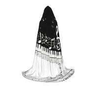 YQxwJL Capa larga unisex con diseño de teclas de piano con notas musicales para adolescentes, Halloween, para fiestas, bailes de máscaras, juego de rol