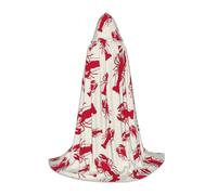 YQxwJL Capa larga y cálida con capucha para carnaval, disfraz de mago de vampiro y bruja para adolescentes, con estampado de langosta roja