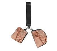 YQxwJL Cartera pequeña con estampado de purpurina de oro rosa para mujer, llavero de doble bolsa, bolsa de muñeca para deportes al aire libre, bolsa de muñeca con cremallera